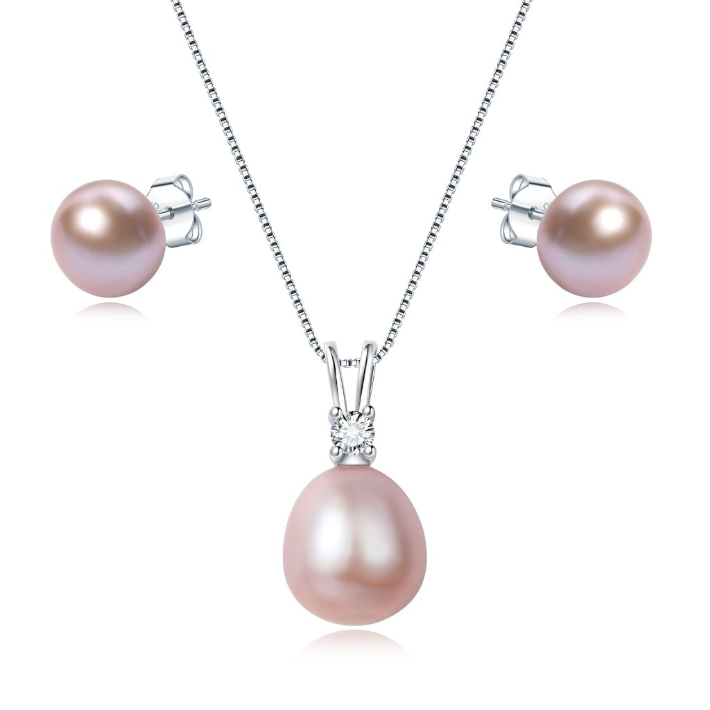 Pearl Jewelry Set Sterling Silver Hypoallergenic Classic Elegant Minimal Chic